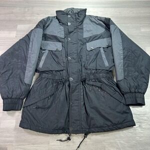 VINTAGE Skitique Ski Jacket Mens Small Black Gray Insulated Colorblock Hong Kong